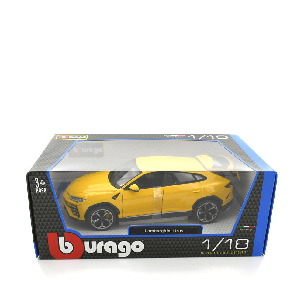 Bburago Licensed 1:18 Scale 2018 Lamborghini Urus SUV Diecast Model Car Metallic Yellow