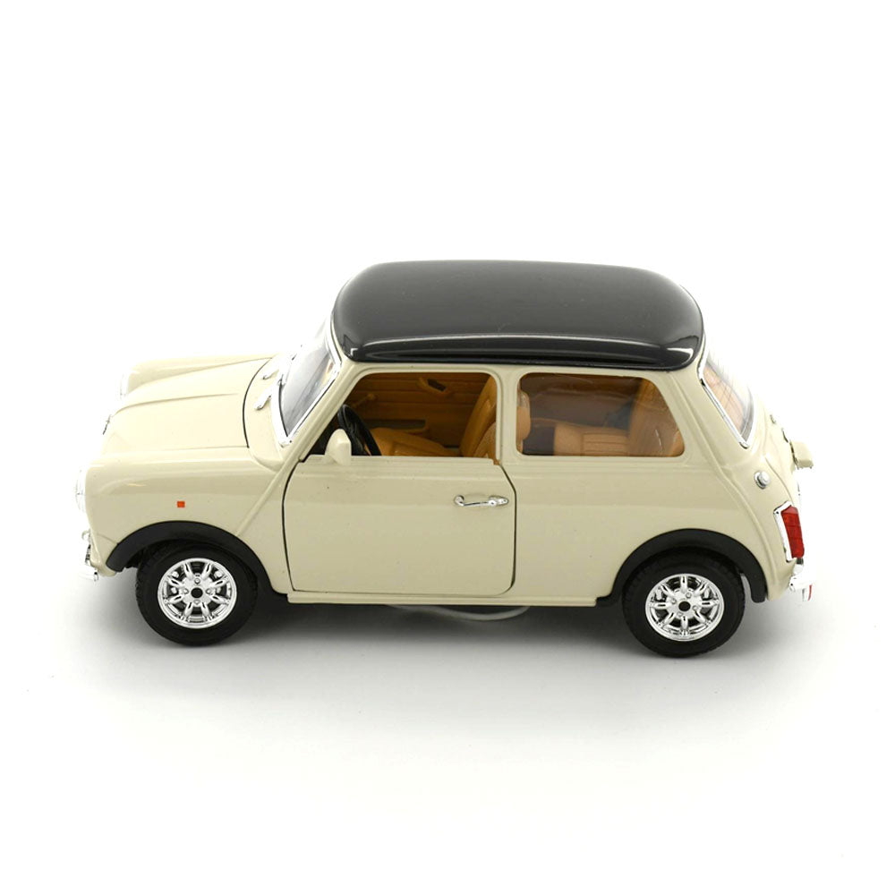 Bburago Licensed 1:18 Scale 1969 Mini Cooper Beige With Black Roof Diecast Model Car