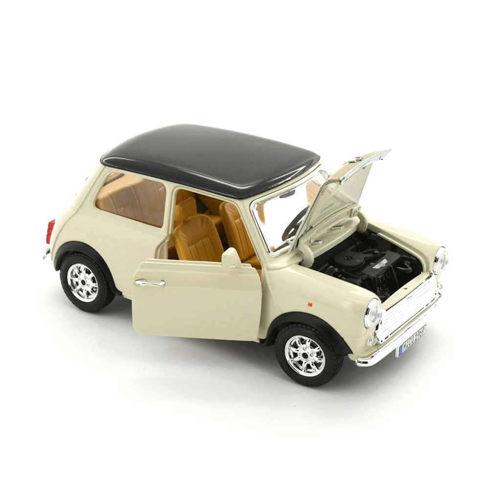Bburago Licensed 1:18 Scale 1969 Mini Cooper Beige With Black Roof Diecast Model Car