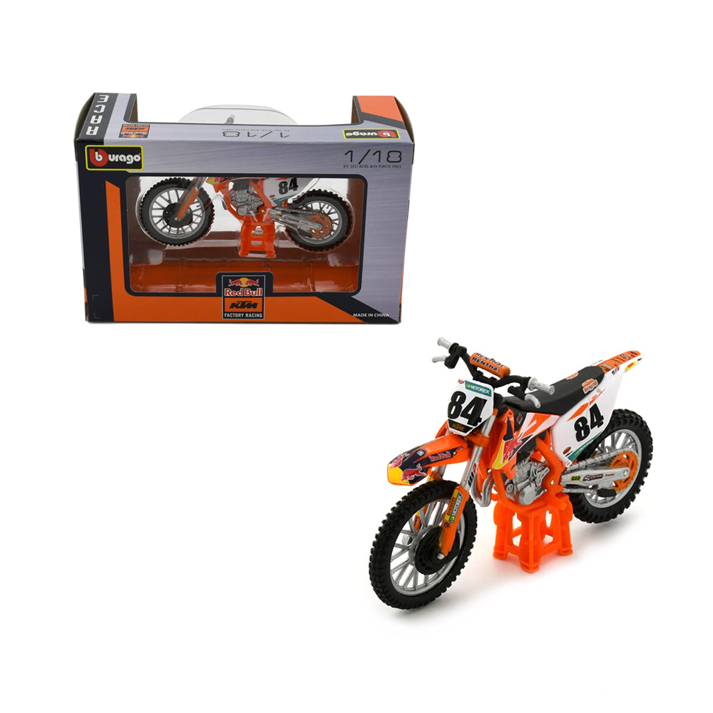 Bburago Licensed 1:18 Scale KTM 450 SX-F Factory Edition 2018-Herling Motorbike Diecast Model