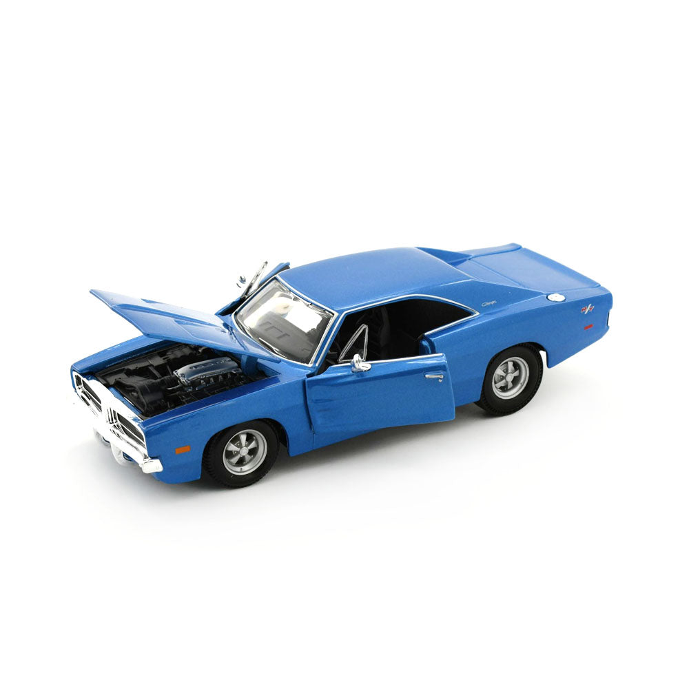 Maisto Licensed 1:25 Scale 1969 Dodge Charger R/T Blue Diecast Model Toy Car 31256