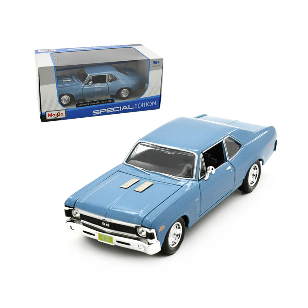 Maisto Licensed 1:24 Scale 1970 Chevrolet Nova SS Coupe Light Blue