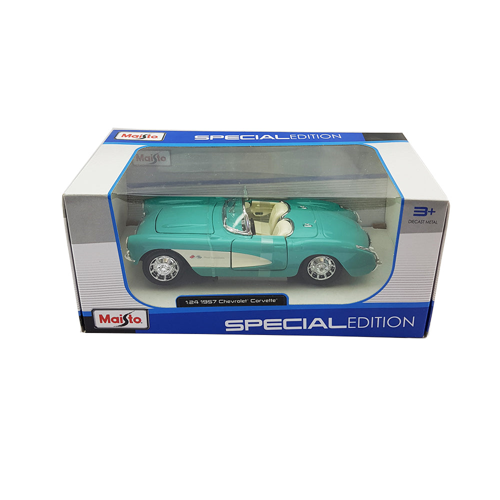 Maisto Licensed 1957 Chevrolet Corvette-Aqua Scale 1:24 Diecast Model Car Aqua