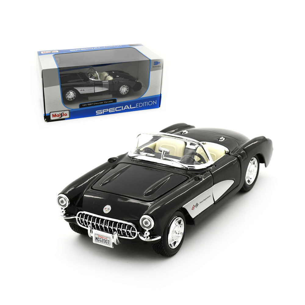 Maisto Licensed 1:24 Scale 1957 Chevrolet Corvette Black Diecast Model Car