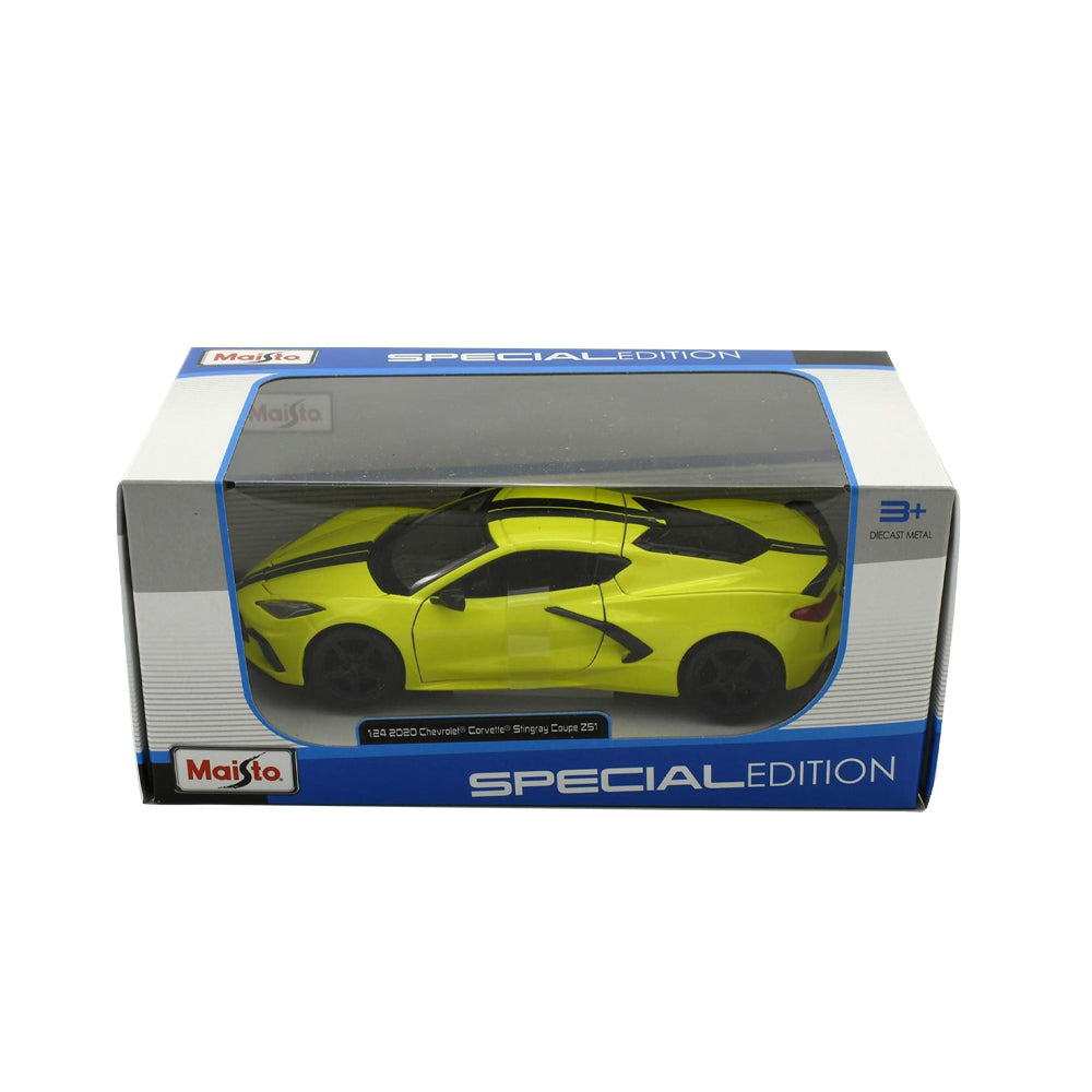 Maisto Licensed 1:24 Scale 2020 Chevrolet Corvette Stingray Coupe Diecast Model Car Yellow