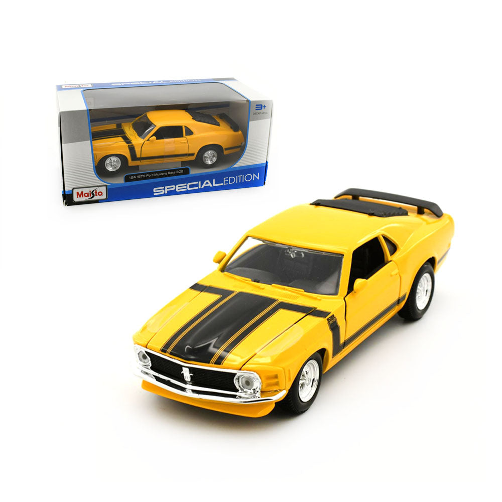 Maisto Licensed 1:24 Scale Diecast Models 1970 Ford Mustang Boss 302 Yellow Toy