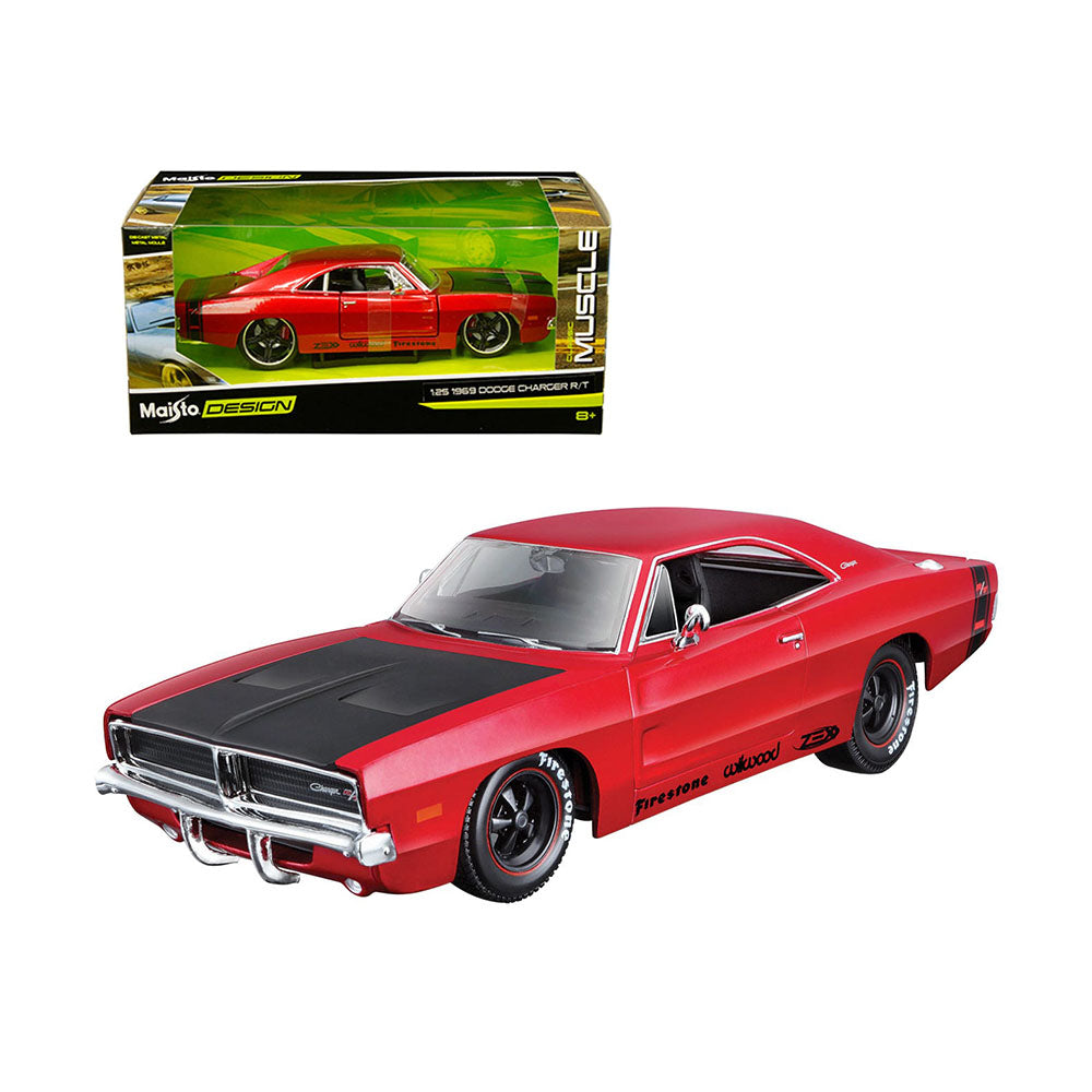 Maisto Licensed 1:24 Scale Design Classic Muscle 1969 Dodge Charger R/T Diecast Model Car Red