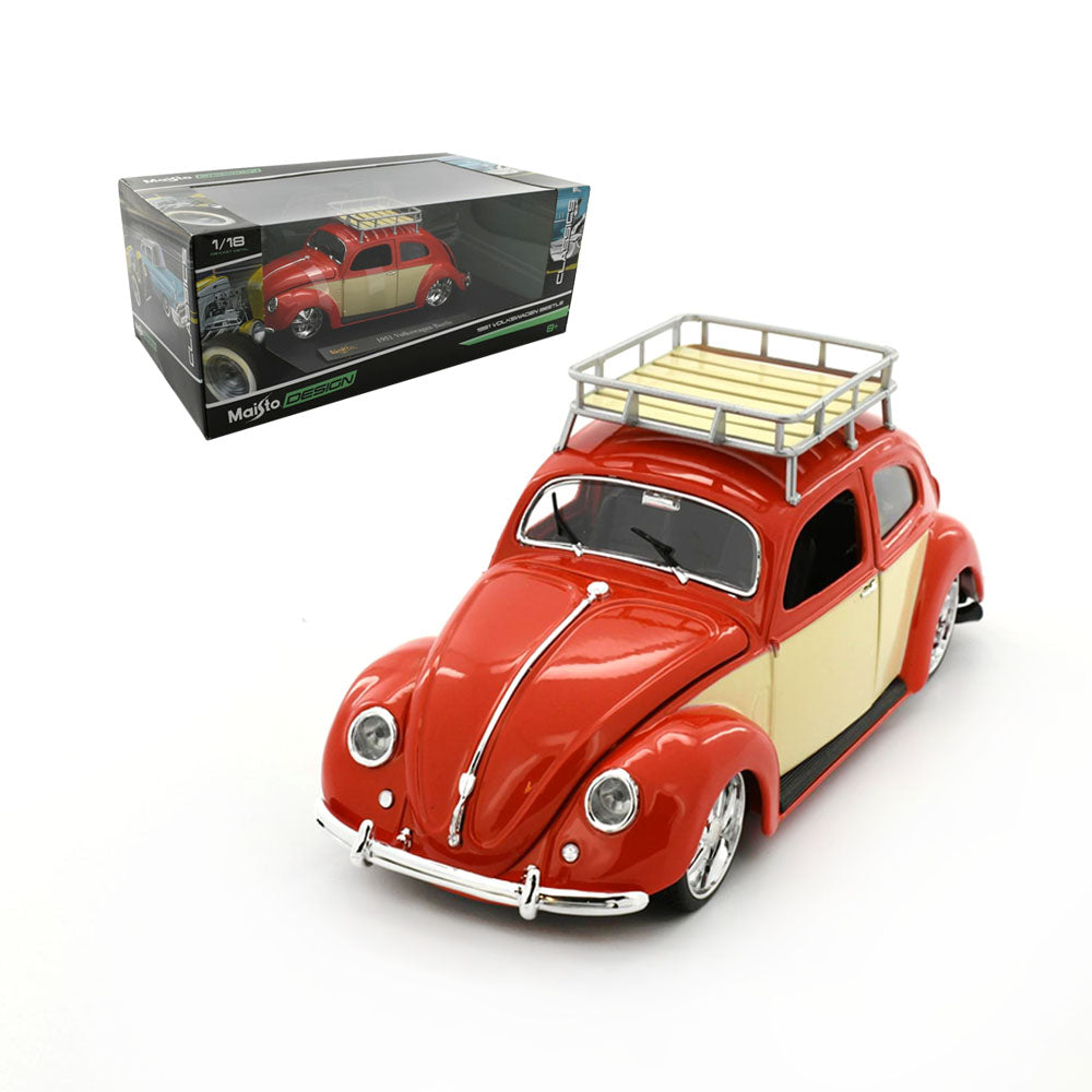 Maisto Licensed 1:18 Scale Classics 1956 Volkwagen Beetle Diecast Model Car Red