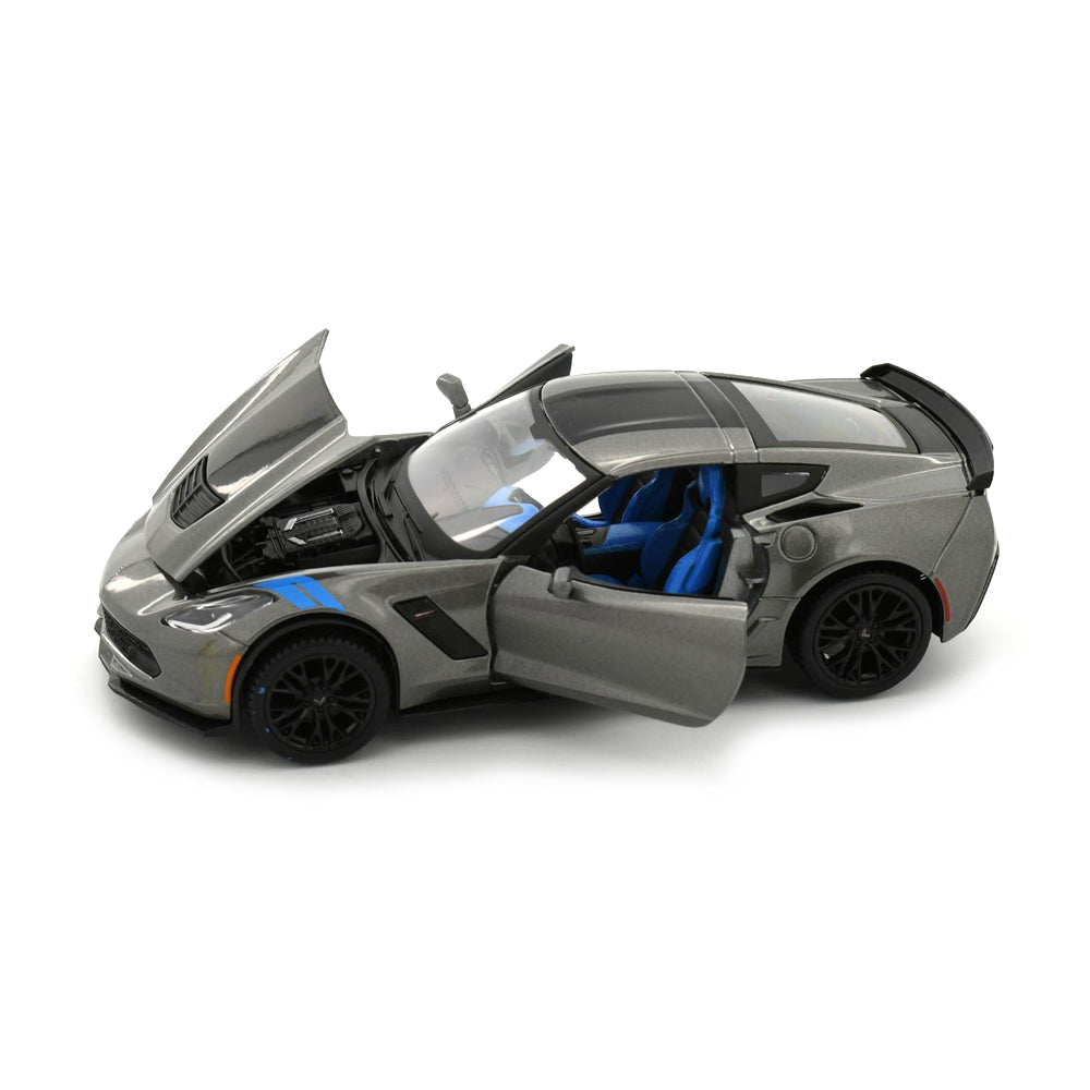 Maisto Licensed 1:24 Scale Assembly Line 2017 Chevrolet Corvette Grand Sport Diecast Model Car Grey