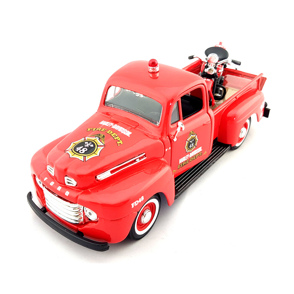 Maisto Licensed 1:24 Scale Harley Davidson 1948 Ford F 1 pick Up 36 Knucklehead Model Red