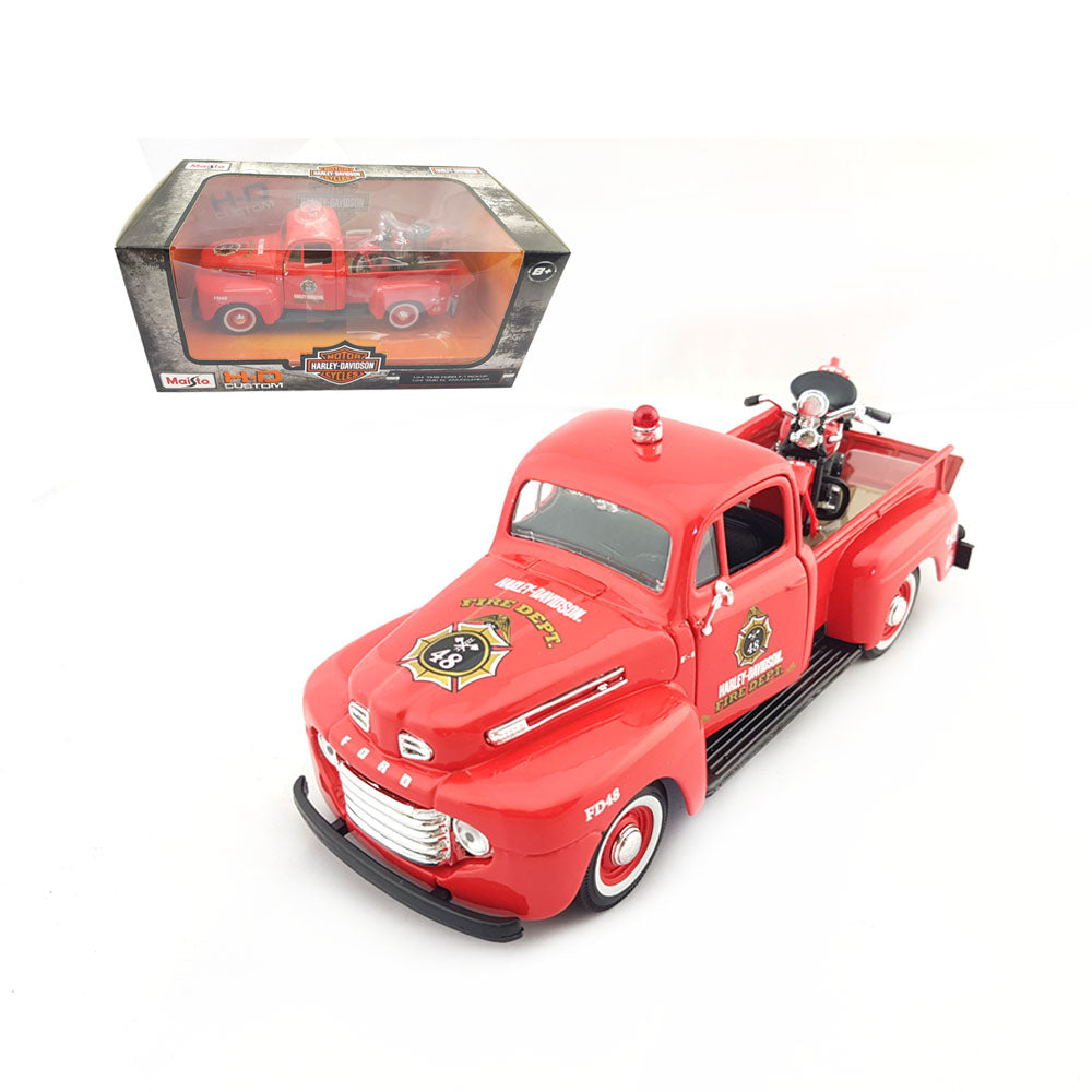 Maisto Licensed 1:24 Scale Harley Davidson 1948 Ford F 1 pick Up 36 Knucklehead Model Red