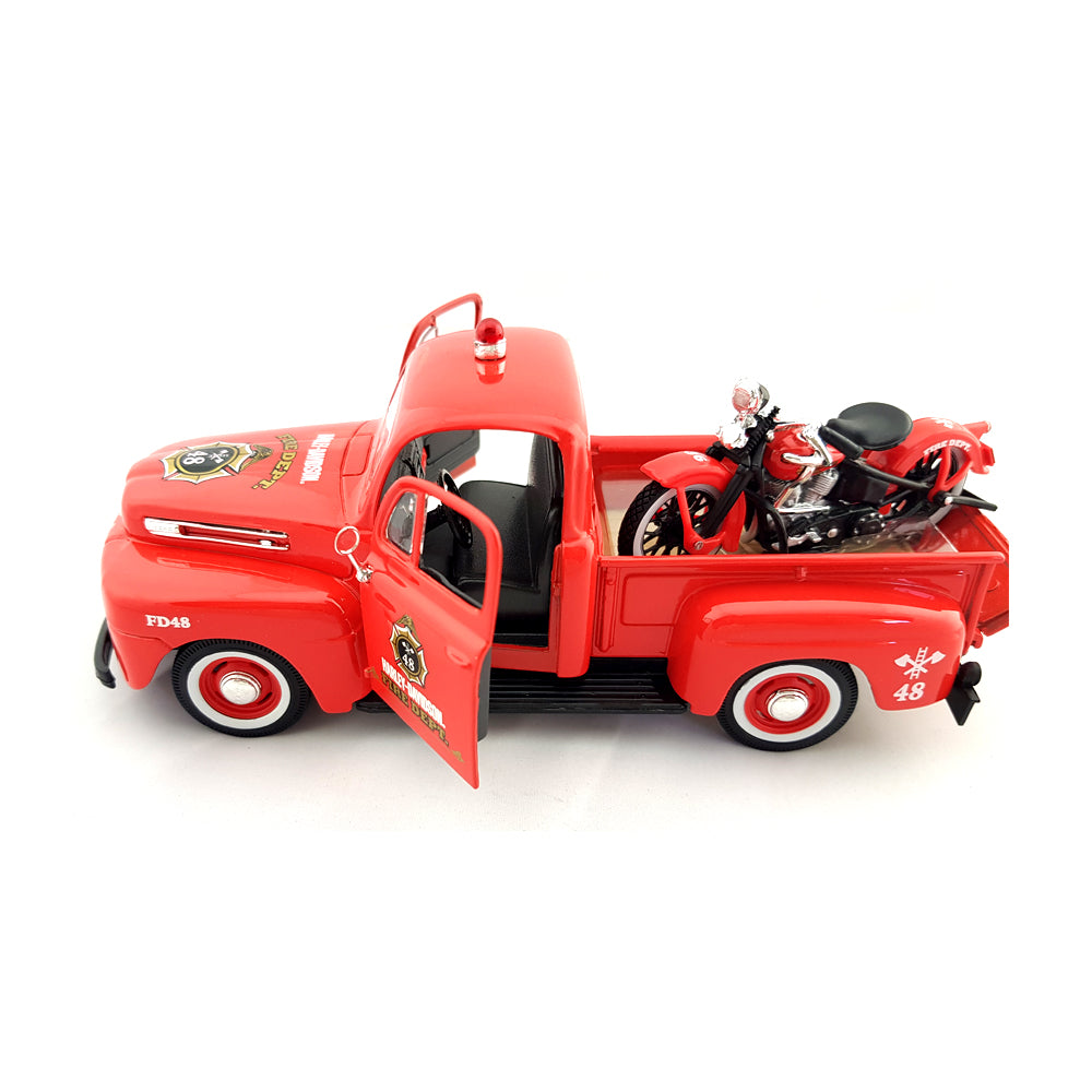 Maisto Licensed 1:24 Scale Harley Davidson 1948 Ford F 1 pick Up 36 Knucklehead Model Red