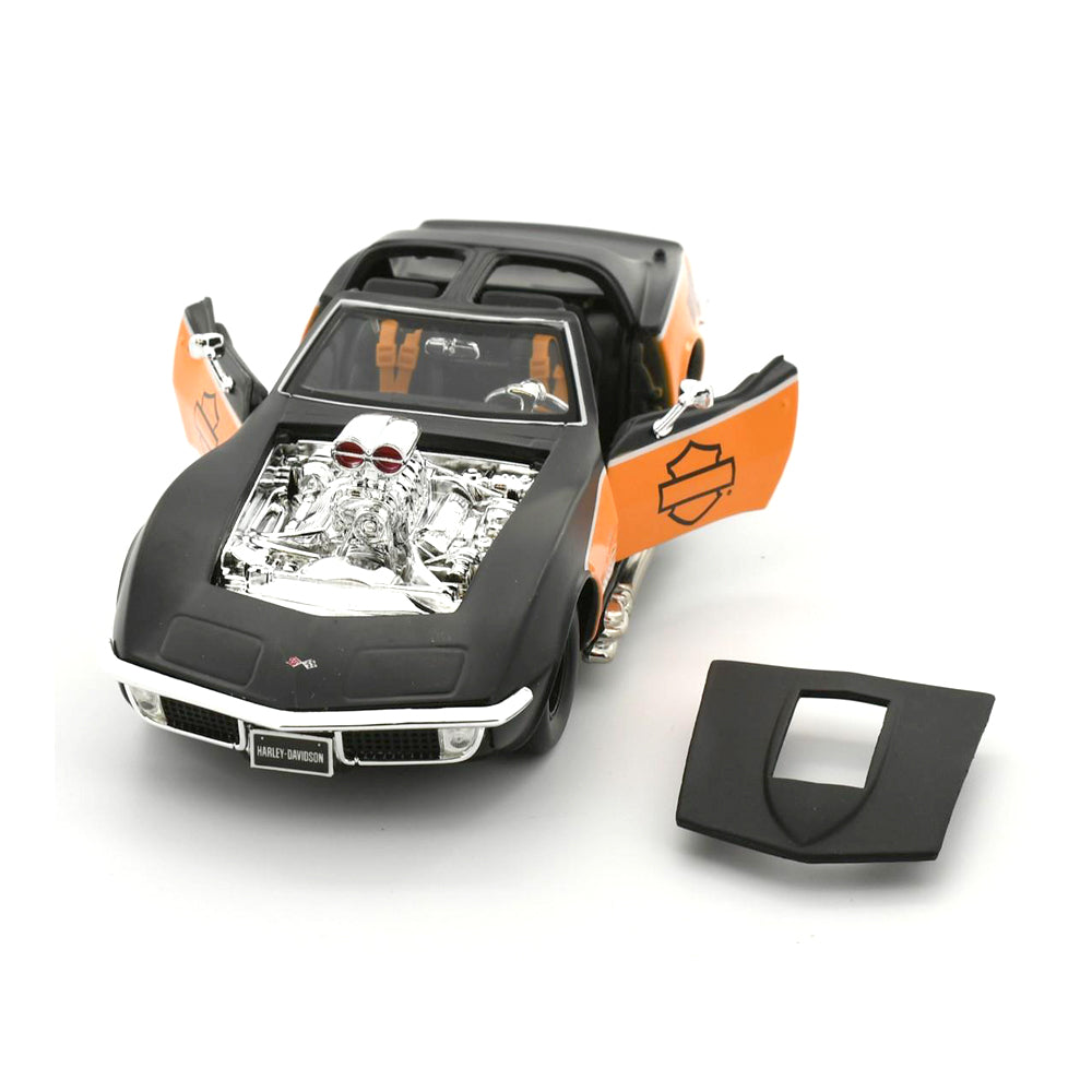 Maisto Licensed 1:24 Scale Harley Davidson Custom 1970 Corvette Diecast Model Car Black & Orange