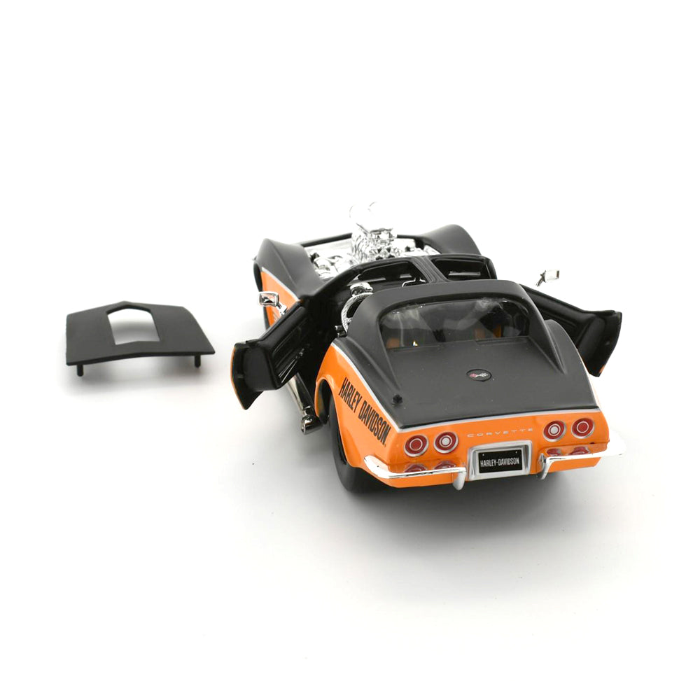 Maisto Licensed 1:24 Scale Harley Davidson Custom 1970 Corvette Diecast Model Car Black & Orange