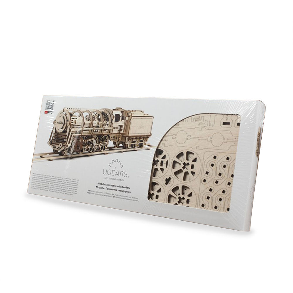 Ukraine Made UGears Self Propelled Wooden Puzzle Locomotive W/ Tender Mechanical