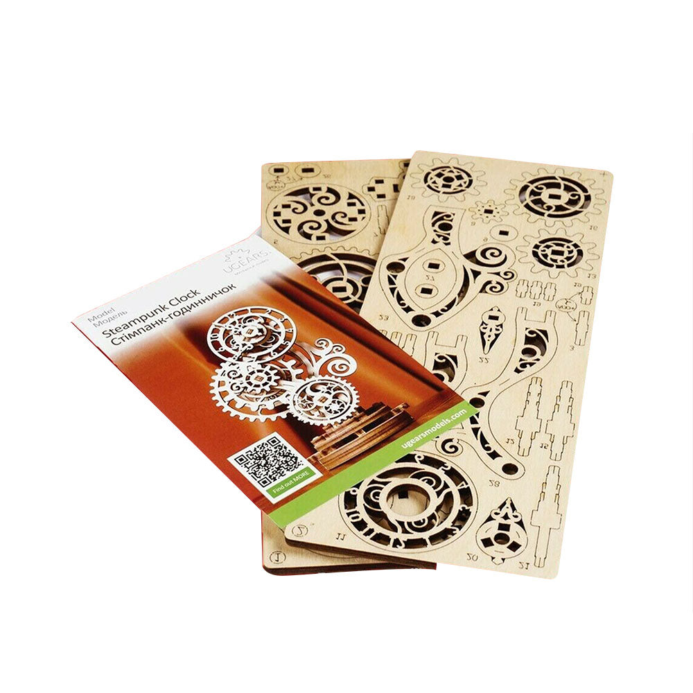 Ukraine Made UGears Steampunk Clock Wooden DIY Model Kit With Beautiful Lace Like Ornaments