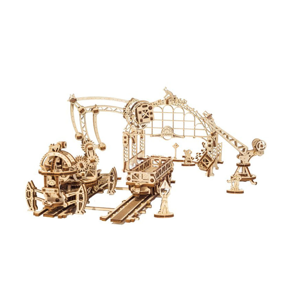 Ukraine Made UGears Wooden Self Propelled 3D Puzzle Rail Mounted Manipulator Kit