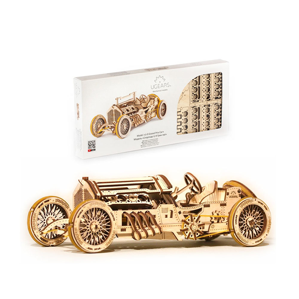 Made in Ukraine UGears Wooden Self Propelled Puzzle U-9 Grand Prix Racing Car