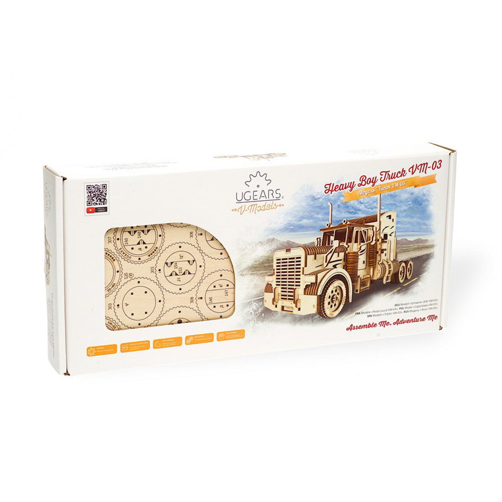 Made in Ukraine UGears Wooden Heavy Boy Truck VM-03 Mechanical Vehicle Model Kit