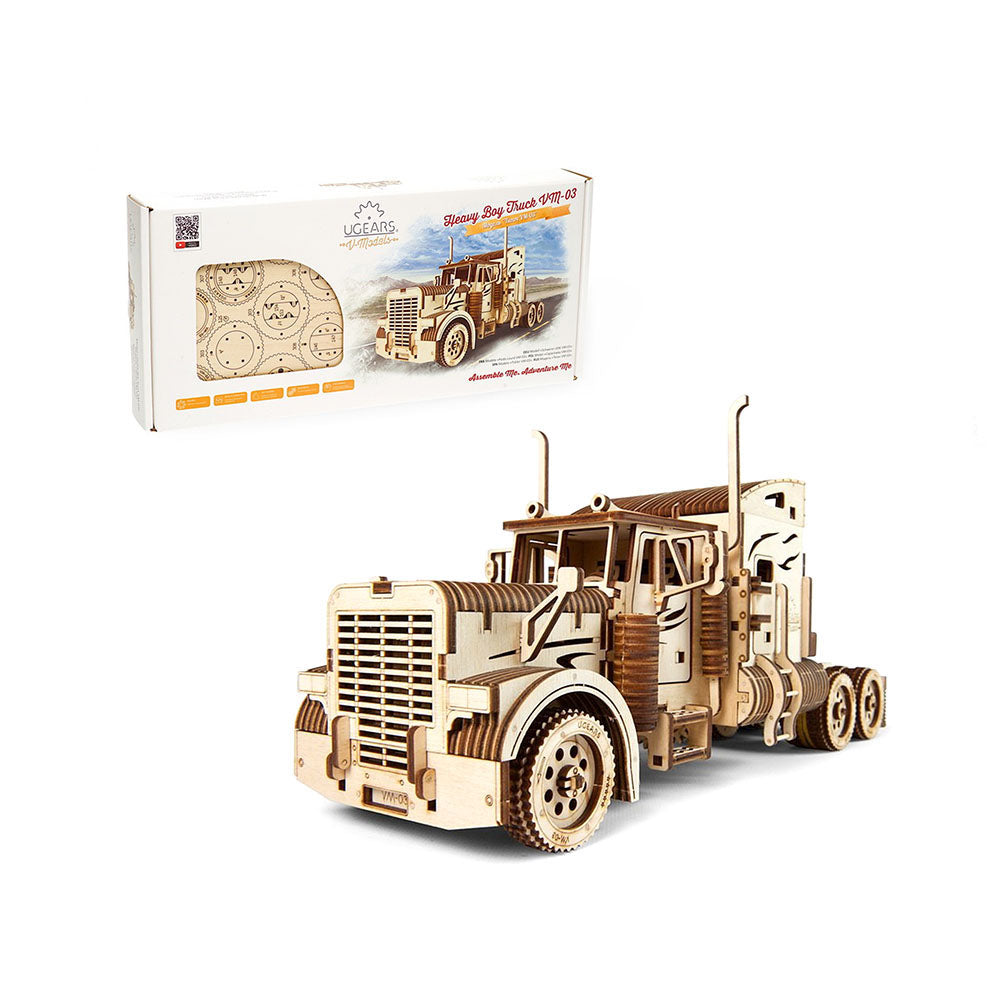 Made in Ukraine UGears Wooden Heavy Boy Truck VM-03 Mechanical Vehicle Model Kit
