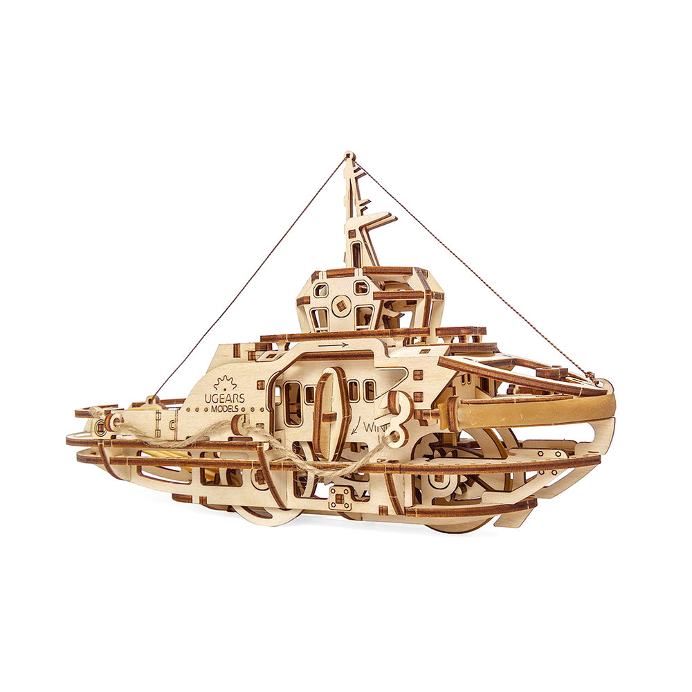 Made in Ukraine UGears 70043 Tugboat Wooden Mechanical 3D Puzzle DIY Model Kit