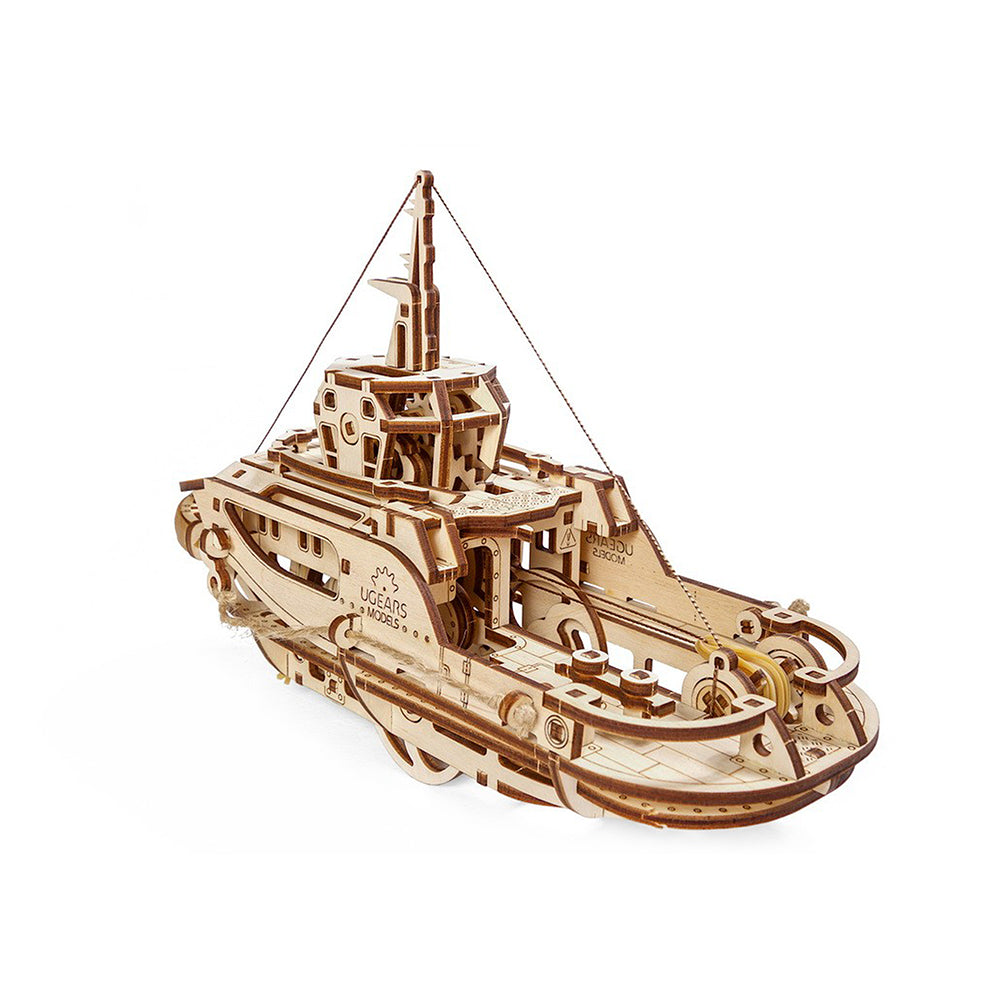 Made in Ukraine UGears 70043 Tugboat Wooden Mechanical 3D Puzzle DIY Model Kit