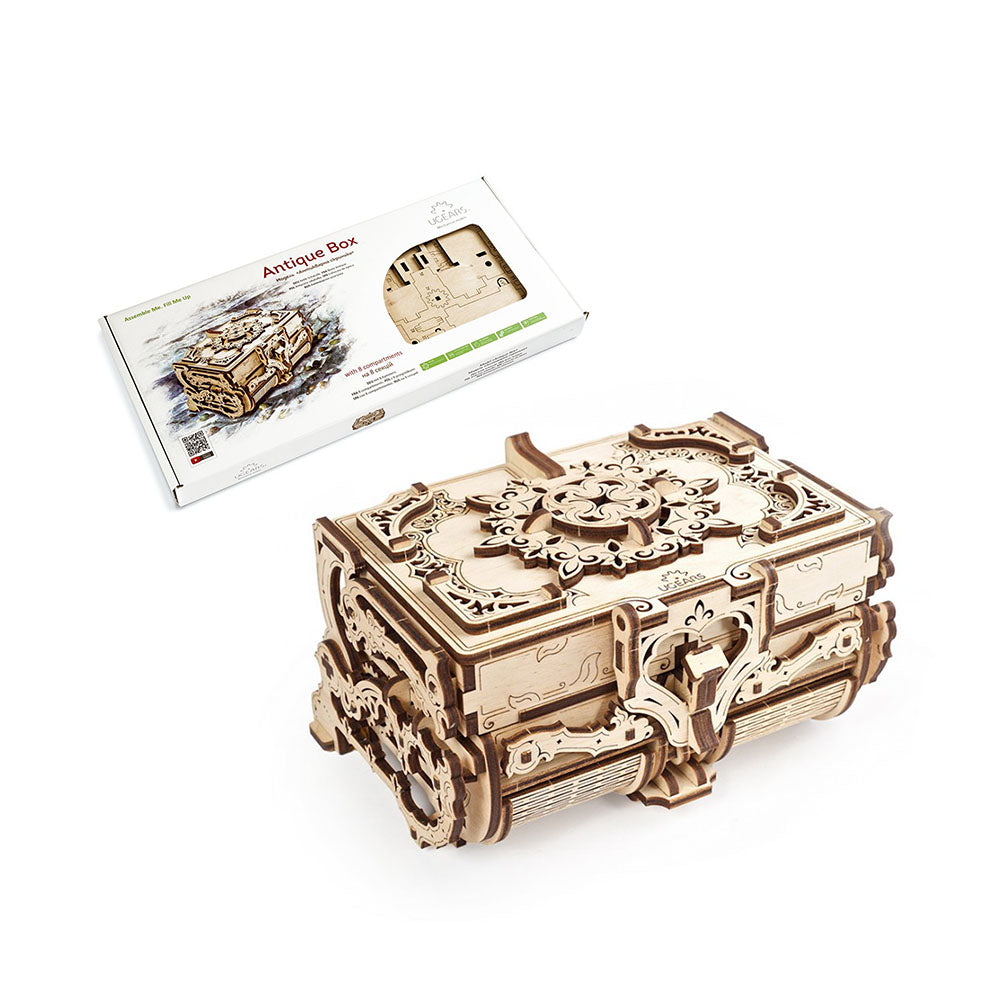 Made in Ukraine UGears Antique Box Mechanical Wooden DIY 3D Puzzle Game Model
