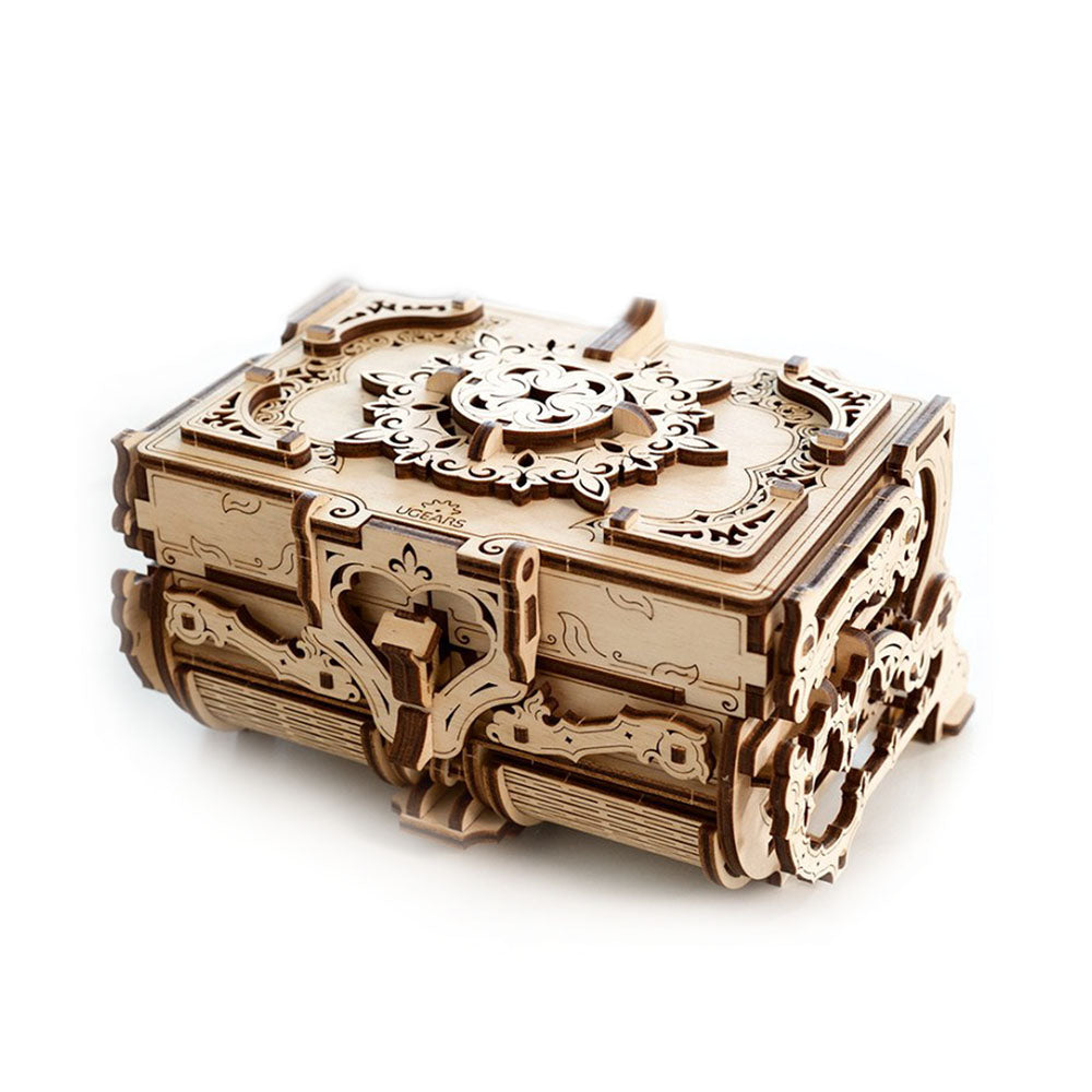 Made in Ukraine UGears Antique Box Mechanical Wooden DIY 3D Puzzle Game Model