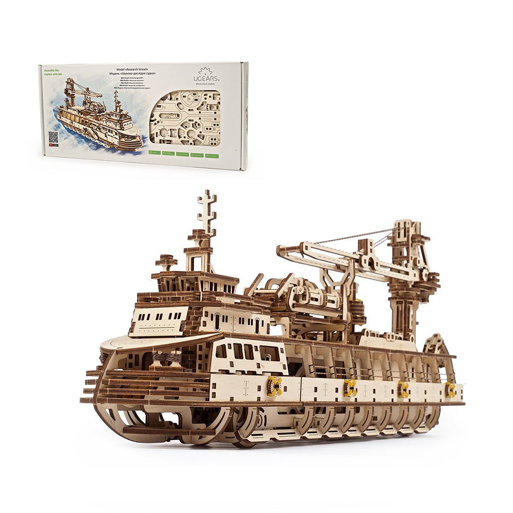 Made in Ukraine UGears 70135 Research Vessel Wooden Mechanical Model Kit