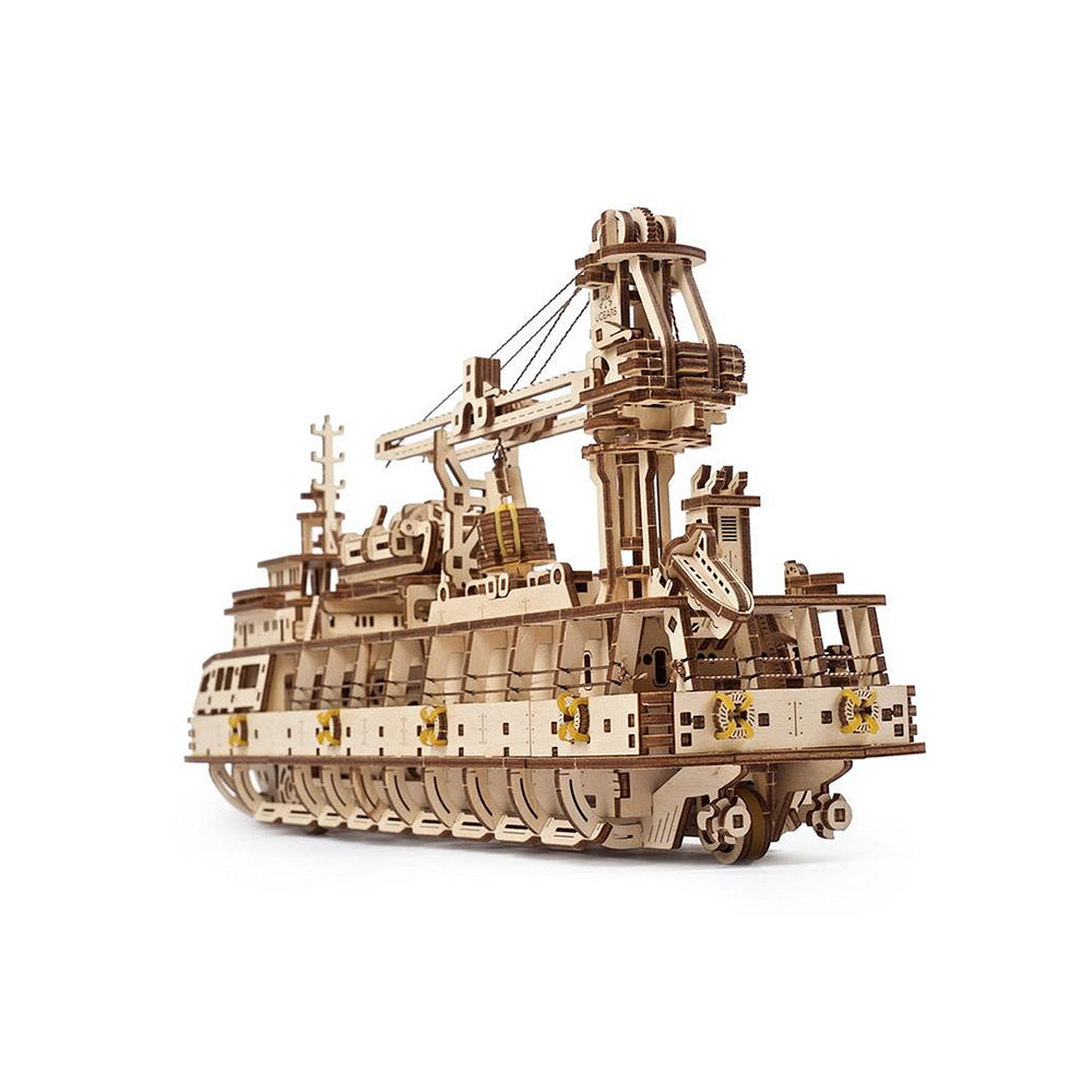 Made in Ukraine UGears 70135 Research Vessel Wooden Mechanical Model Kit