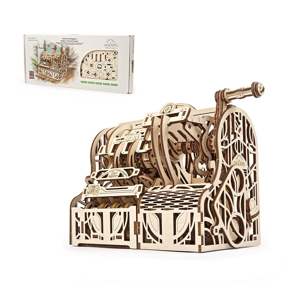 Made in Ukraine UGears 70136 Cash Register Wooden Mechanical 3D Puzzle Kit