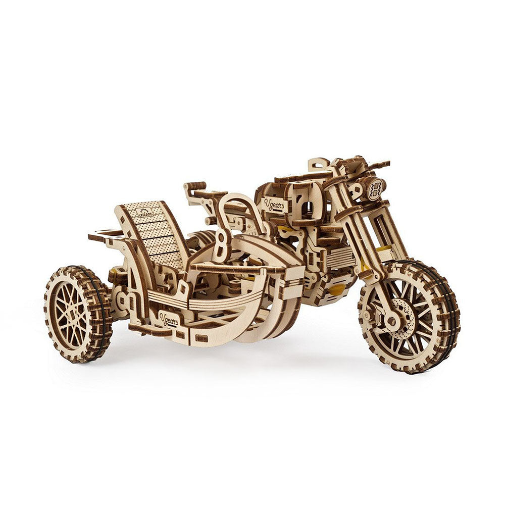 Ukraine Made UGears Wooden 3D Puzzle Scrambler UGR-10 Motorbike With Sidecar Kit