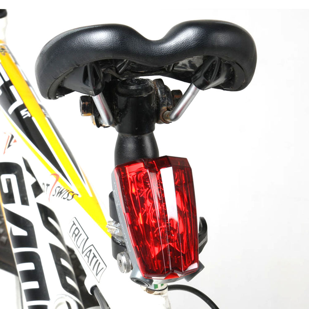 5 Led 2 Laser Flash Red Beam Bike Bicycle Rear Tail Light Lamp Caution Safety