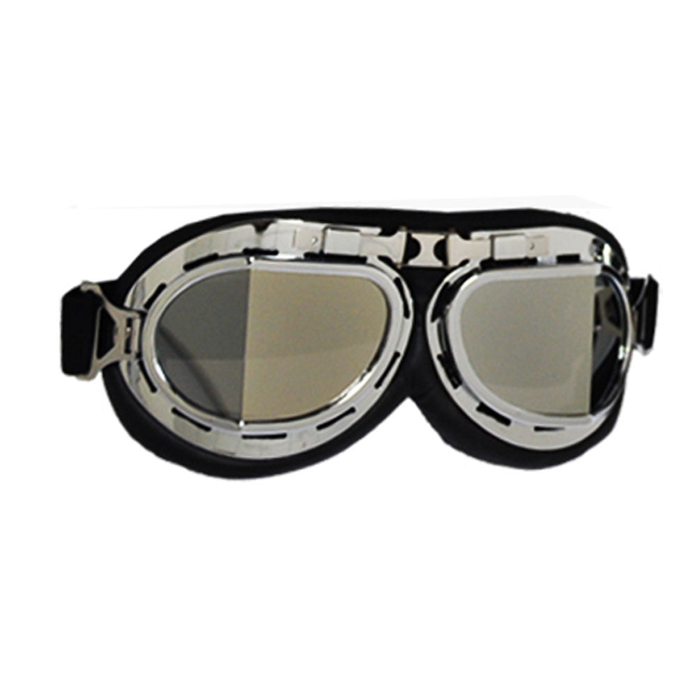 Motorcycle Helmet Goggles Copper Frame Glasses Dustproof Anti-UV-Silver