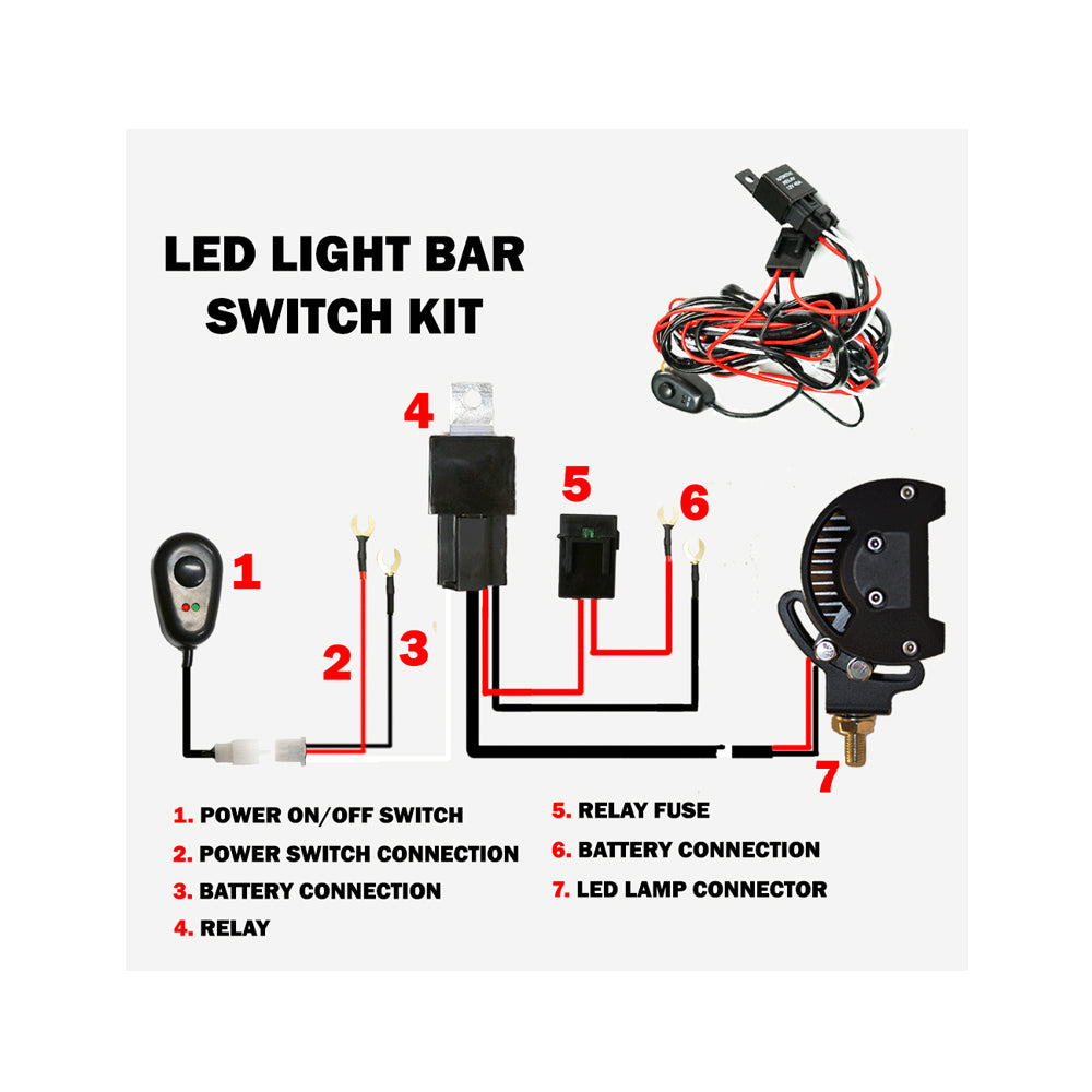 2way LED Universal Driving light Wiring Loom Harness 12V 24V 40A Relay Switch