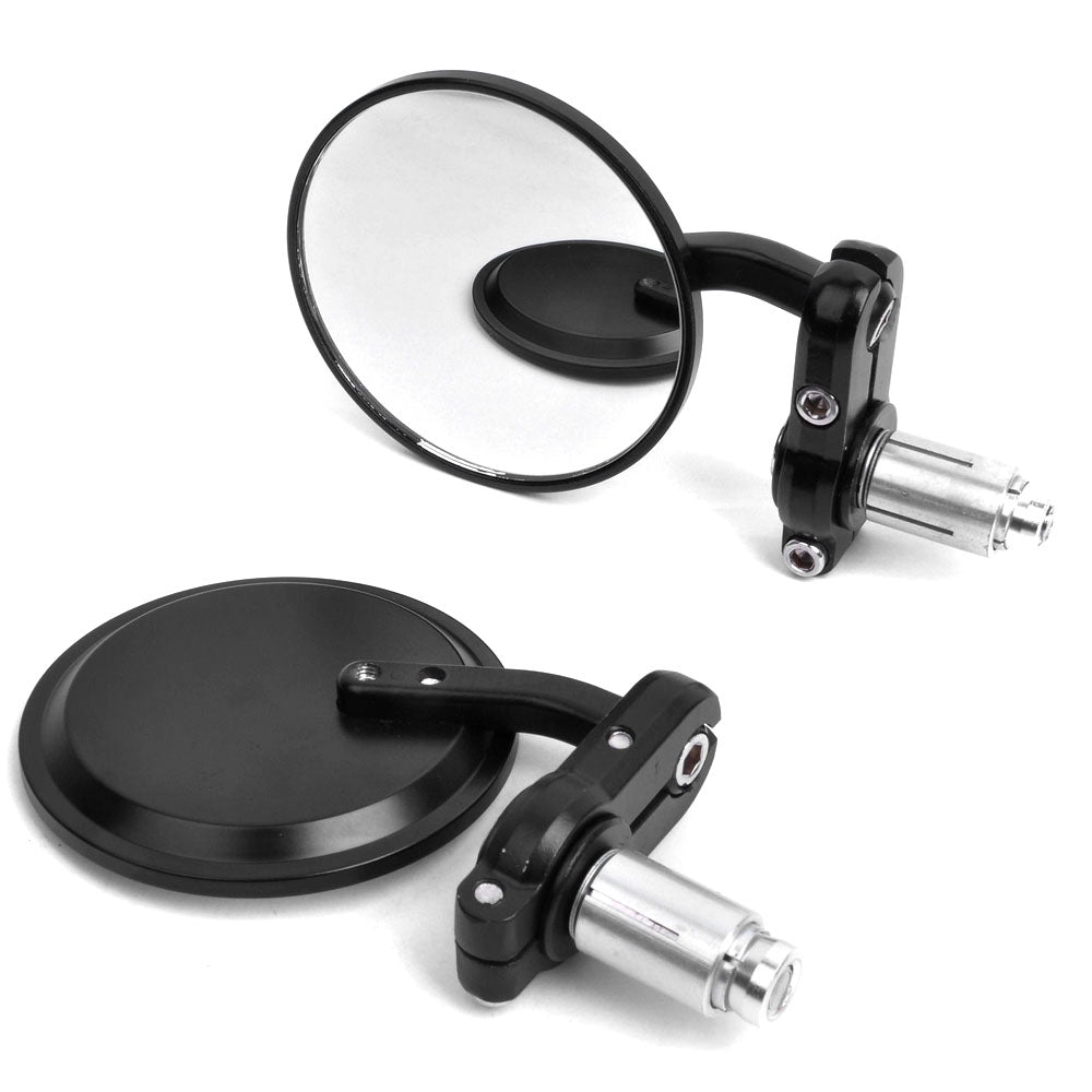 Black Motorcycle CNC Alloy Rear View Handle Bar End 7/8" 22mm Side Mirror Round