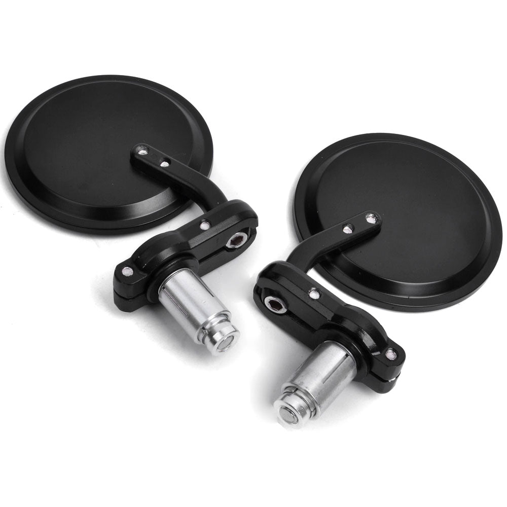 Black Motorcycle CNC Alloy Rear View Handle Bar End 7/8" 22mm Side Mirror Round