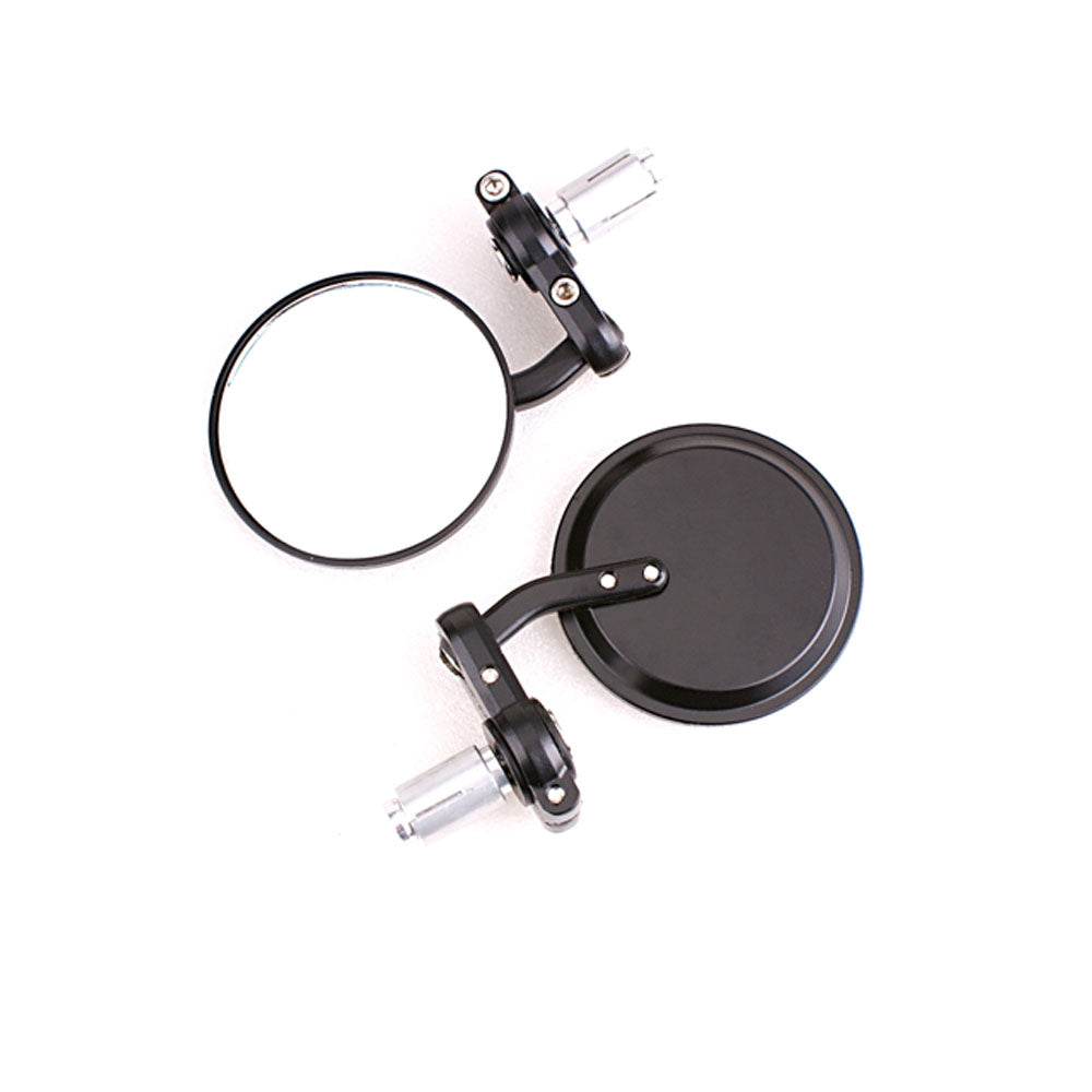 Black Motorcycle CNC Alloy Rear View Handle Bar End 7/8" 22mm Side Mirror Round