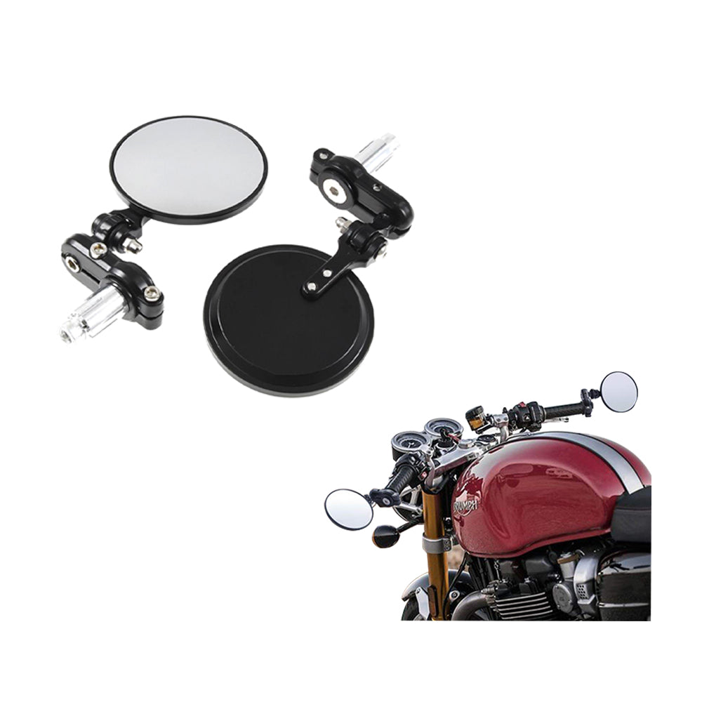 Motorcycle CNC Alloy Rear view Handle Bar End 7/8" 22mm Side Mirror Round