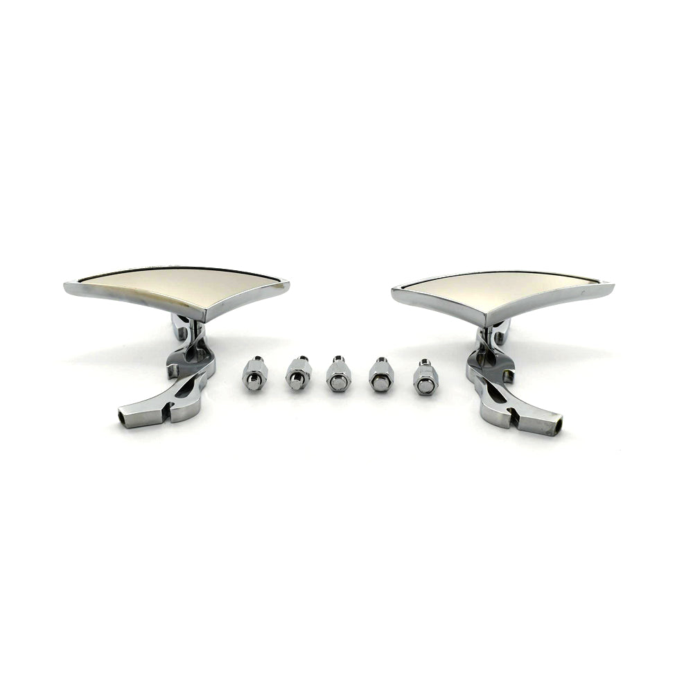 Chrome Alloy Motorcycle Side Mirrors Flame Universal 8mm 10mm Thread Adaptors