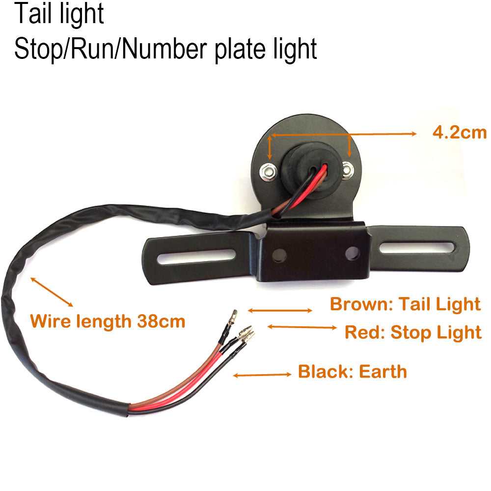 12V Round Tail Light Motorcycle Fender Eliminator License Plate Bracket Holder
