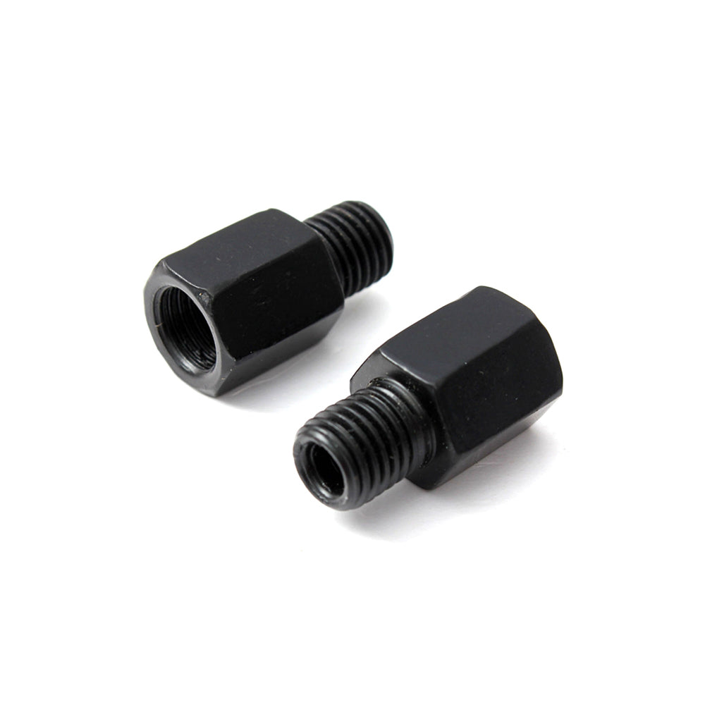 2xThread Reducer Motorcycle Mirror Adapters Left 8 mm to Right 10 mm - Black