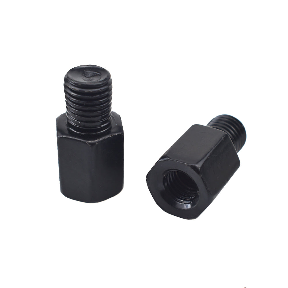 2 x Motorcycle Mirror Adapters Right 10 mm Male to Left 10 mm Female - Black