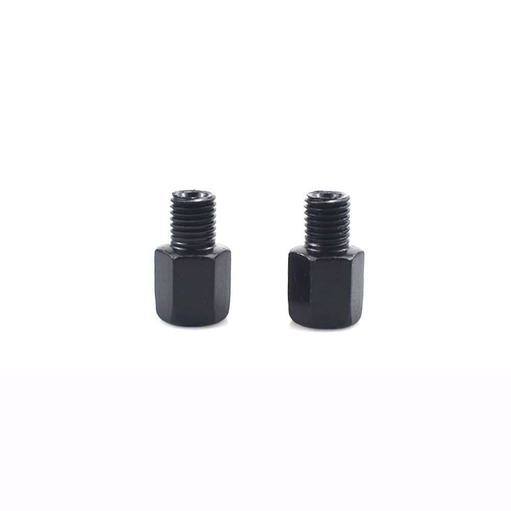2Pcs Motorcycle Mirror Adapters Right 10 mm Male to Left 8 mm Female - Black