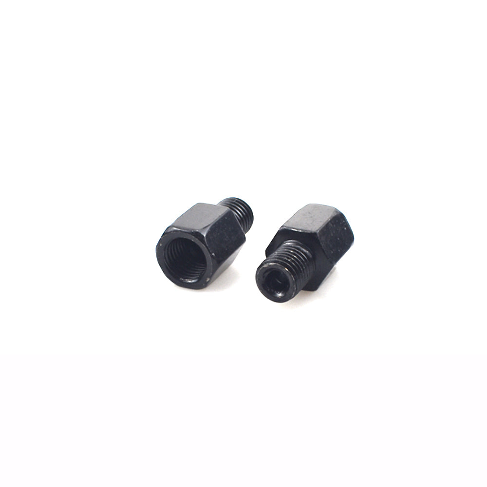 2Pcs Motorcycle Mirror Adapters Right 10 mm Male to Left 8 mm Female - Black