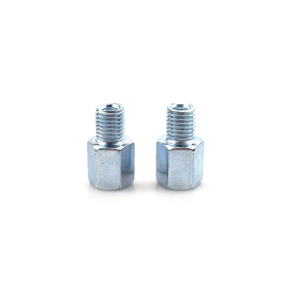 2 x Thread Reducer Motorcycle Mirror Adapter Left 10 mm to Right 10 mm - Silver
