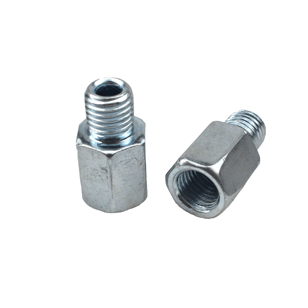 2xThread Converter Motorcycle Mirror Adapters Right 10mm To Right 10mm-Silver