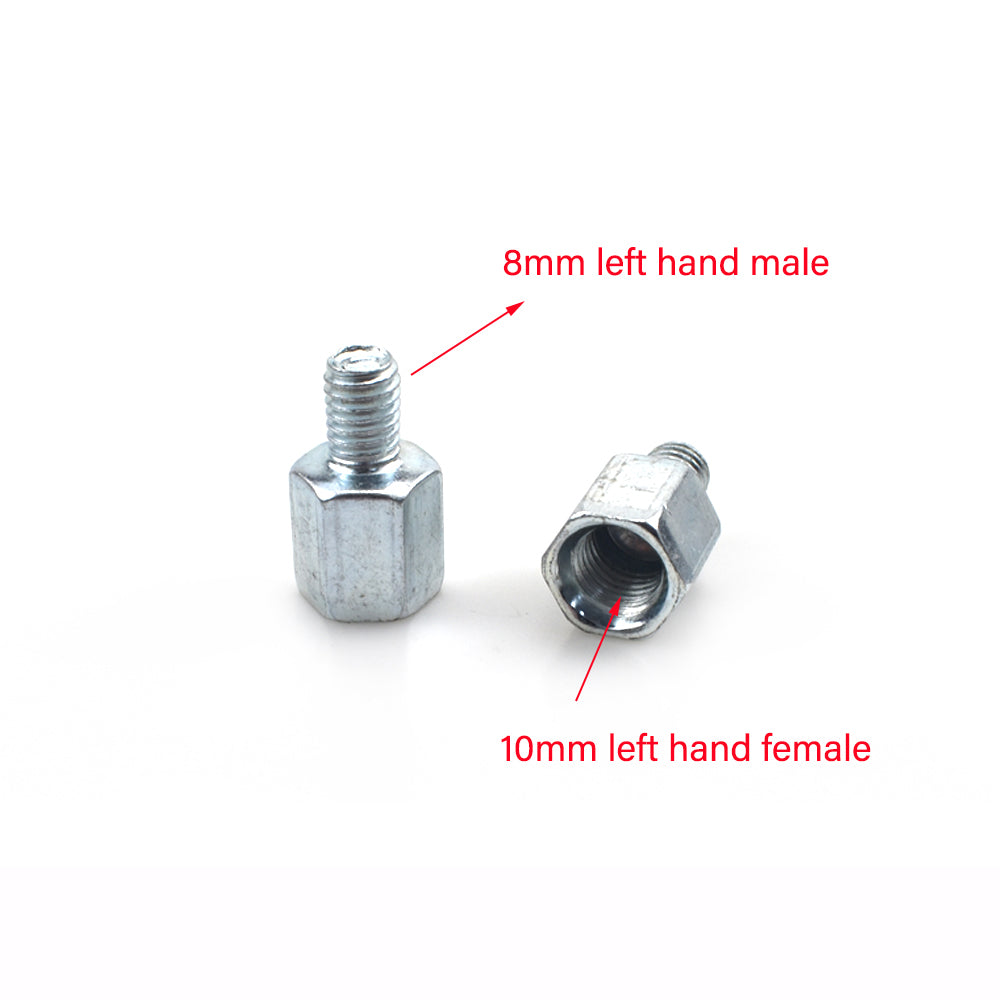 2 x Thread Reducer Motorcycle Mirror Adapters Left 8 mm to Left 10 mm - Silver