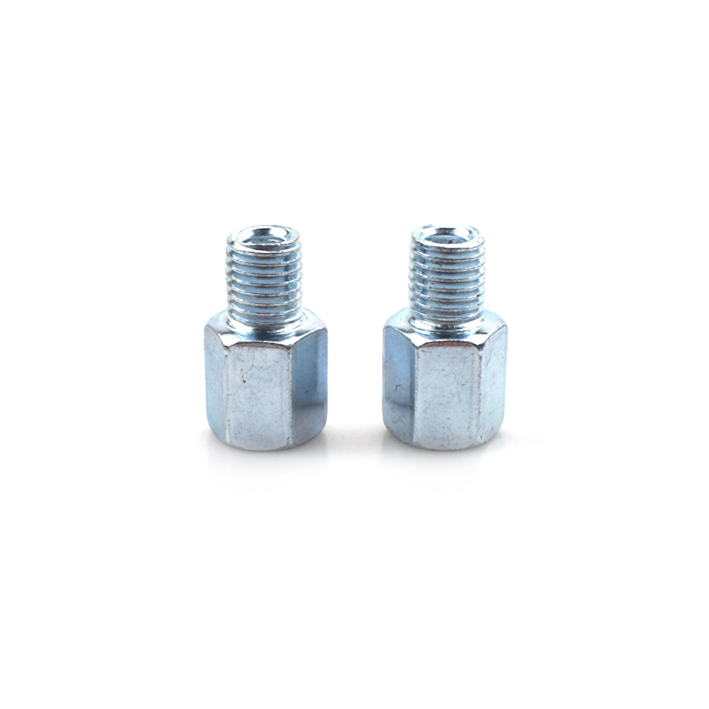 2 x Thread Reducer Motorcycle Mirror Adapters Right 10 mm to Left 10 mm - Silver