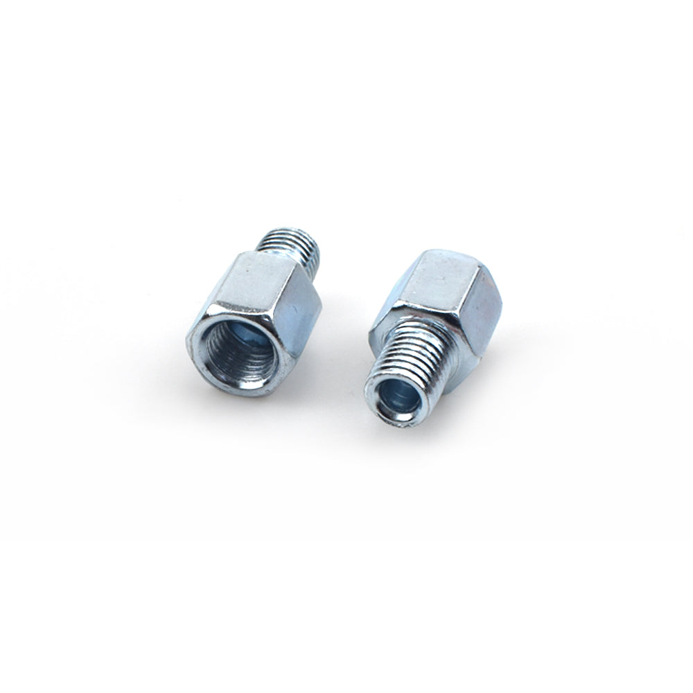 2 x Thread Reducer Motorcycle Mirror Adapters Right 10 mm to Left 10 mm - Silver